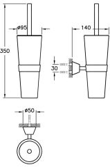Matrix A44582 Tuvalet Fırçalığı, Duvardan, Krom